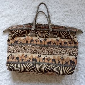 Vintage Animal Safari Tapestry Tote